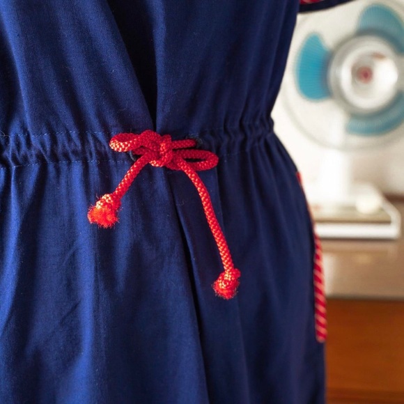 70s vintage navy blue heart button dress - Picture 6 of 6